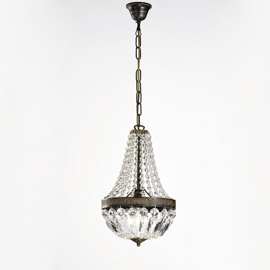 Lámpara colgante de cristal ARILA 1xE27/60W/230V diá. 25,5 cm marrón/pátina