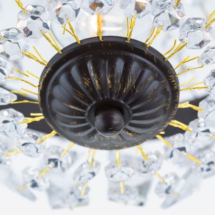 Lámpara colgante de cristal ARILA 1xE27/60W/230V diá. 25,5 cm marrón/pátina