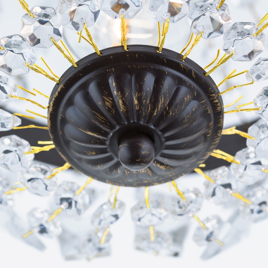 Lámpara colgante de cristal ARILA 1xE27/60W/230V diá. 25,5 cm marrón/pátina