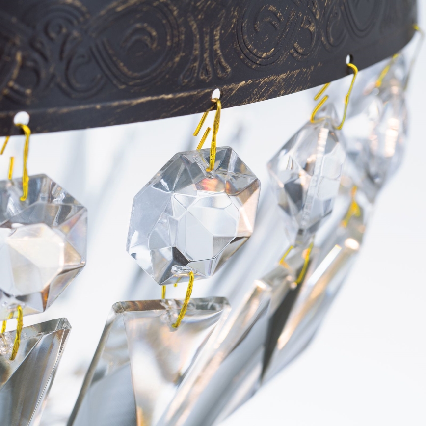 Lámpara colgante de cristal ARILA 1xE27/60W/230V diá. 25,5 cm marrón/pátina