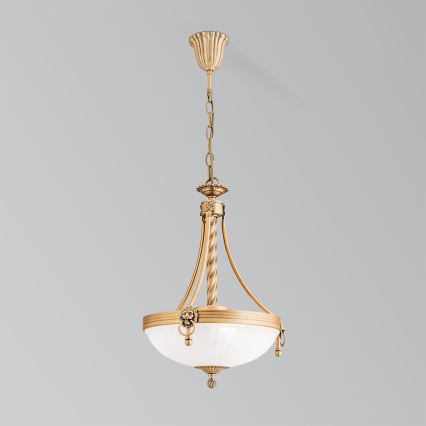 Lámpara colgante con cadena ROCCA 3xE27/60W/230V diá. 32 cm bronce/blanco