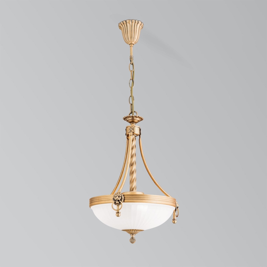 Lámpara colgante con cadena ROCCA 3xE27/60W/230V diá. 32 cm bronce/blanco