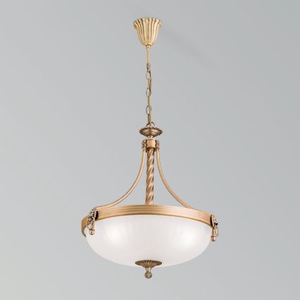 Lámpara colgante con cadena ROCCA 3xE27/60W/230V diá. 42 cm bronce/blanco