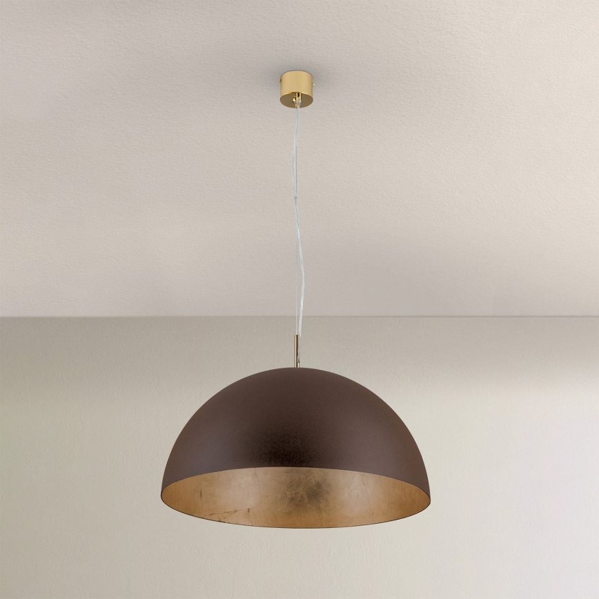 Lámpara colgante ELIANO 1xE27/60W/230V diá. 50 cm marrón/dorado