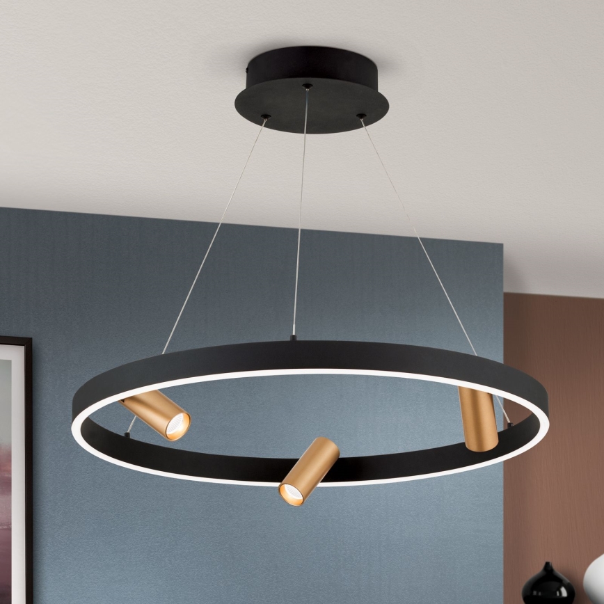 Lámpara de araña LED regulable BERLIN LED/50W/230V negro/dorado