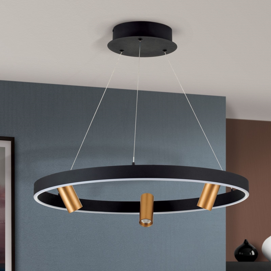 Lámpara de araña LED regulable BERLIN LED/50W/230V negro/dorado