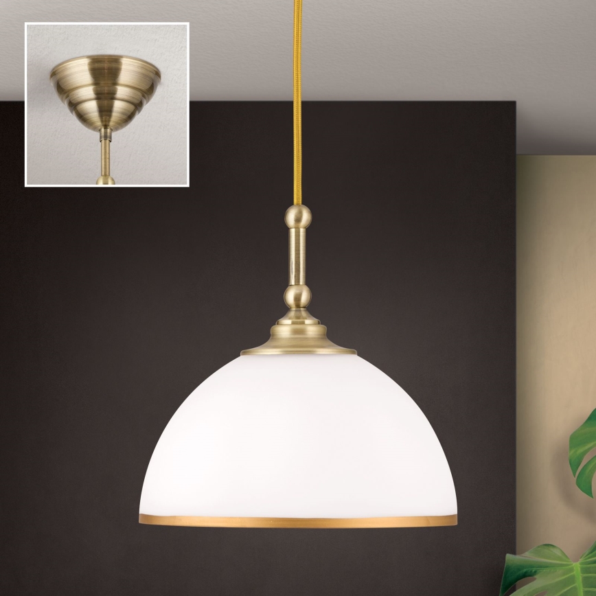 Lámpara colgante OLD LAMP 1xE27/40W/230V blanco/latón