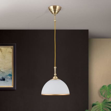 Lámpara colgante OLD LAMP 1xE27/40W/230V blanco/latón