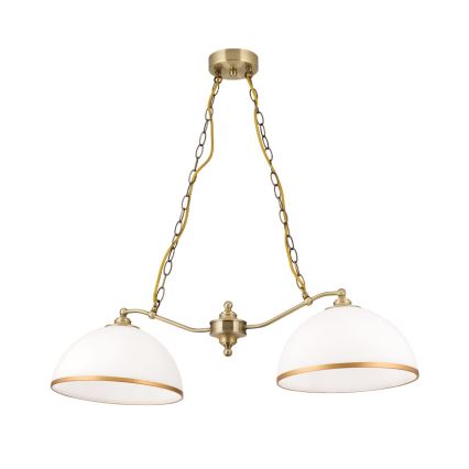 Lámpara colgante con cadena OLD LAMP 2xE27/40W/230V blanco/latón