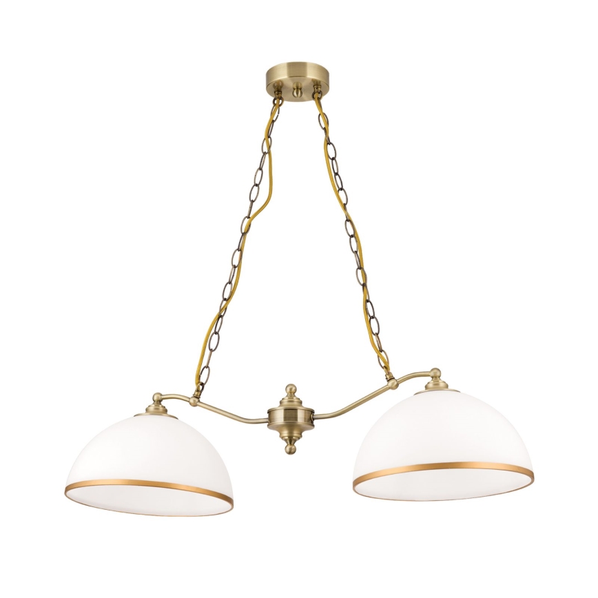 Lámpara colgante con cadena OLD LAMP 2xE27/40W/230V blanco/latón