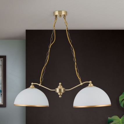 Lámpara colgante con cadena OLD LAMP 2xE27/40W/230V blanco/latón