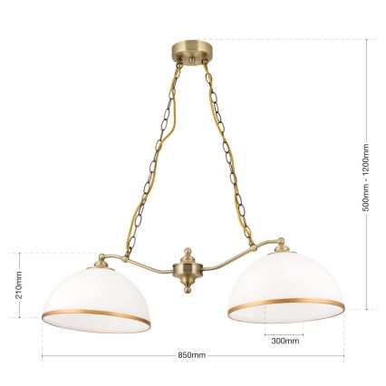 Lámpara colgante con cadena OLD LAMP 2xE27/40W/230V blanco/latón
