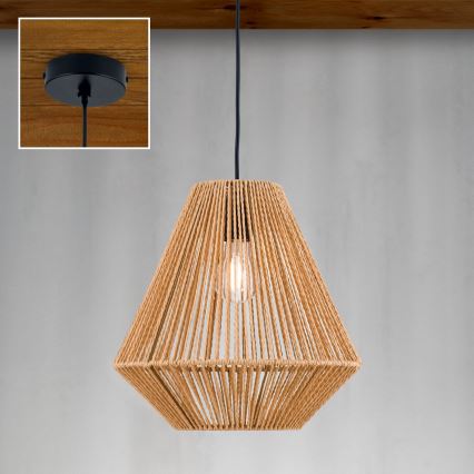 Lámpara colgante JUNGLE 1xE27/40W/230V diá. 31 cm Cáñamo
