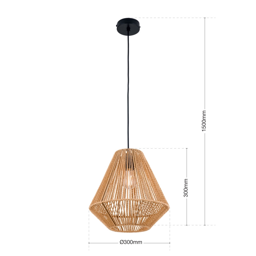 Lámpara colgante JUNGLE 1xE27/40W/230V diá. 31 cm Cáñamo