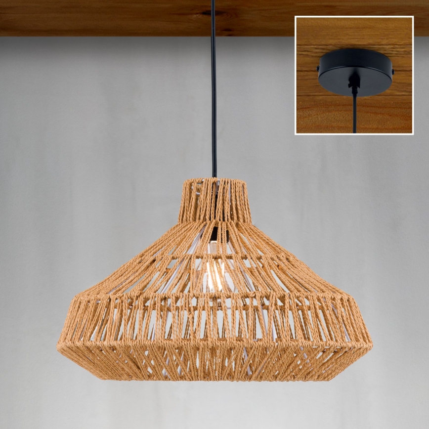 Lámpara colgante BASKET 1xE27/40W/230V diá. 40 cm cáñamo
