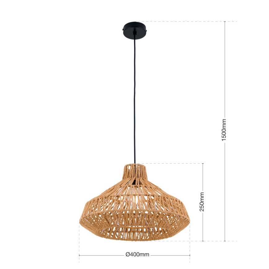 Lámpara colgante BASKET 1xE27/40W/230V diá. 40 cm cáñamo