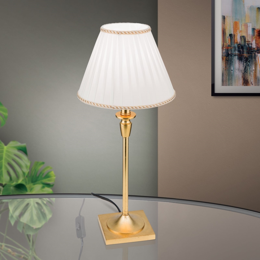Lámpara de mesa FONSA 1xE27/60W/230V 61 cm blanco/dorado