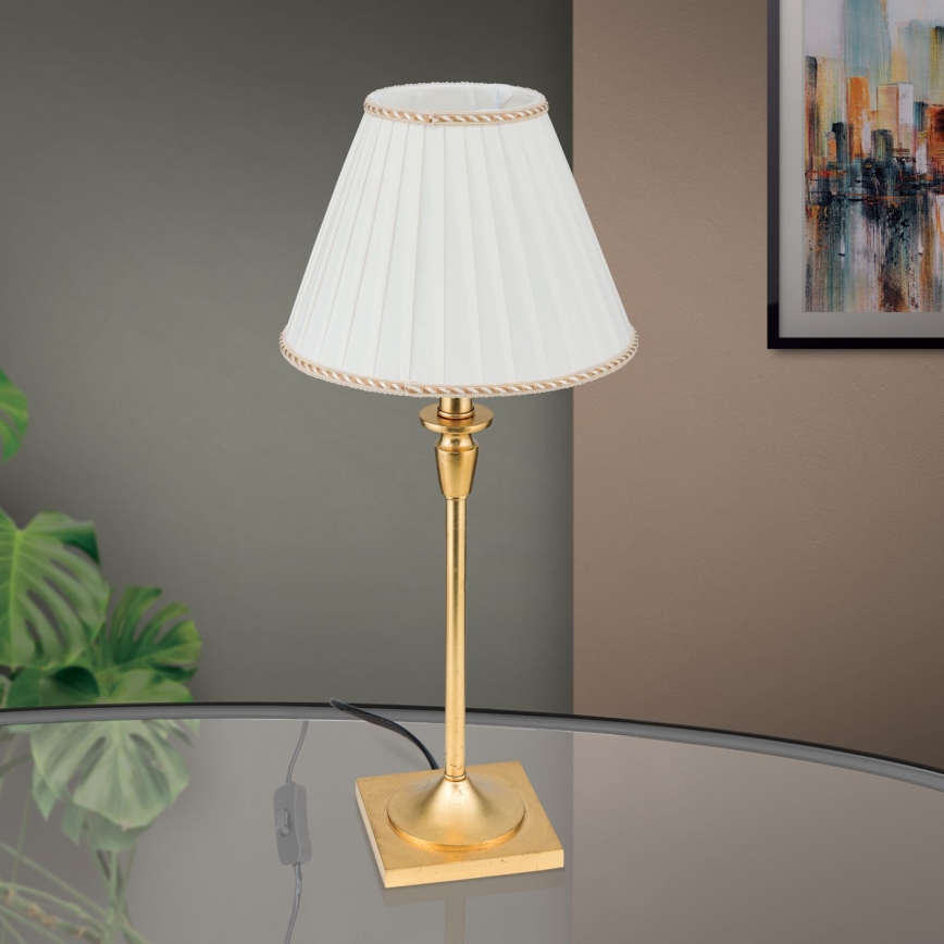 Lámpara de mesa FONSA 1xE27/60W/230V 61 cm blanco/dorado
