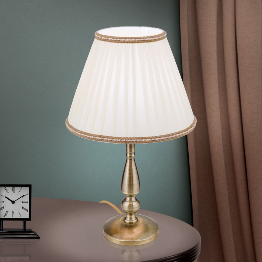 Lámpara de mesa TONIA 1xE27/60W/230V diá. 30 cm blanco/bronce