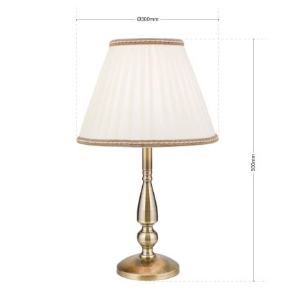 Lámpara de mesa TONIA 1xE27/60W/230V diá. 30 cm blanco/bronce