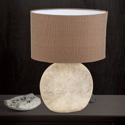 Lámpara de mesa ETHNO 1xE27/60W/230V cerámica marrón/beige