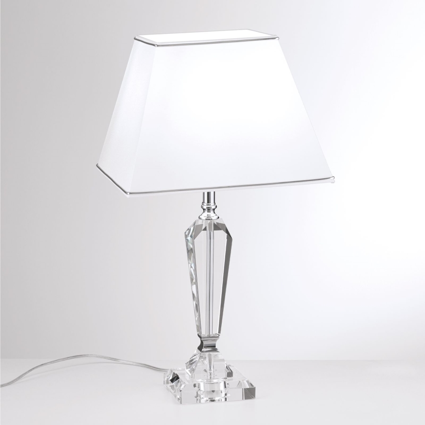 Lámpara de mesa de cristal VERONIQUE 1xE27/60W/230V blanco/transparente