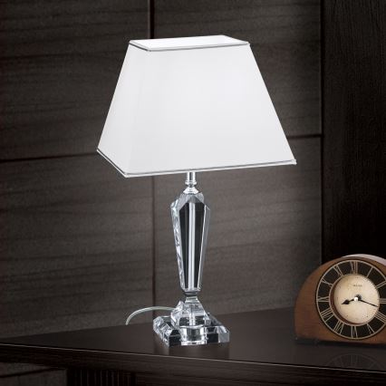 Lámpara de mesa de cristal VERONIQUE 1xE27/60W/230V blanco/transparente