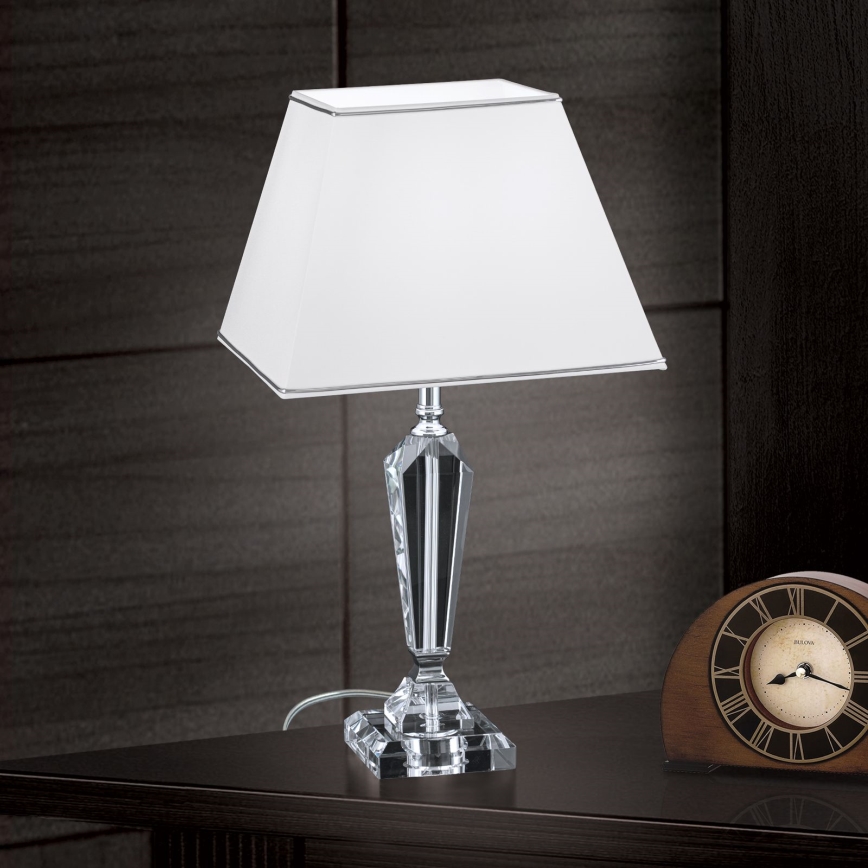 Lámpara de mesa de cristal VERONIQUE 1xE27/60W/230V blanco/transparente