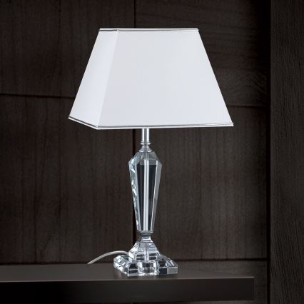 Lámpara de mesa de cristal VERONIQUE 1xE27/60W/230V blanco/transparente