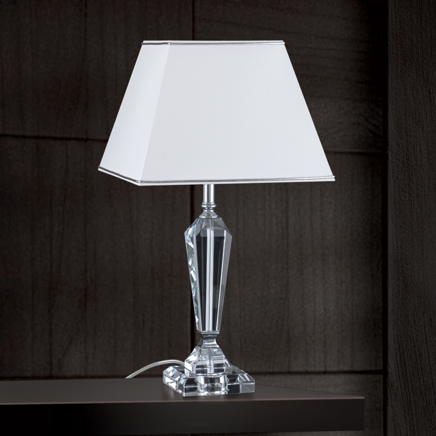 Lámpara de mesa de cristal VERONIQUE 1xE27/60W/230V blanco/transparente