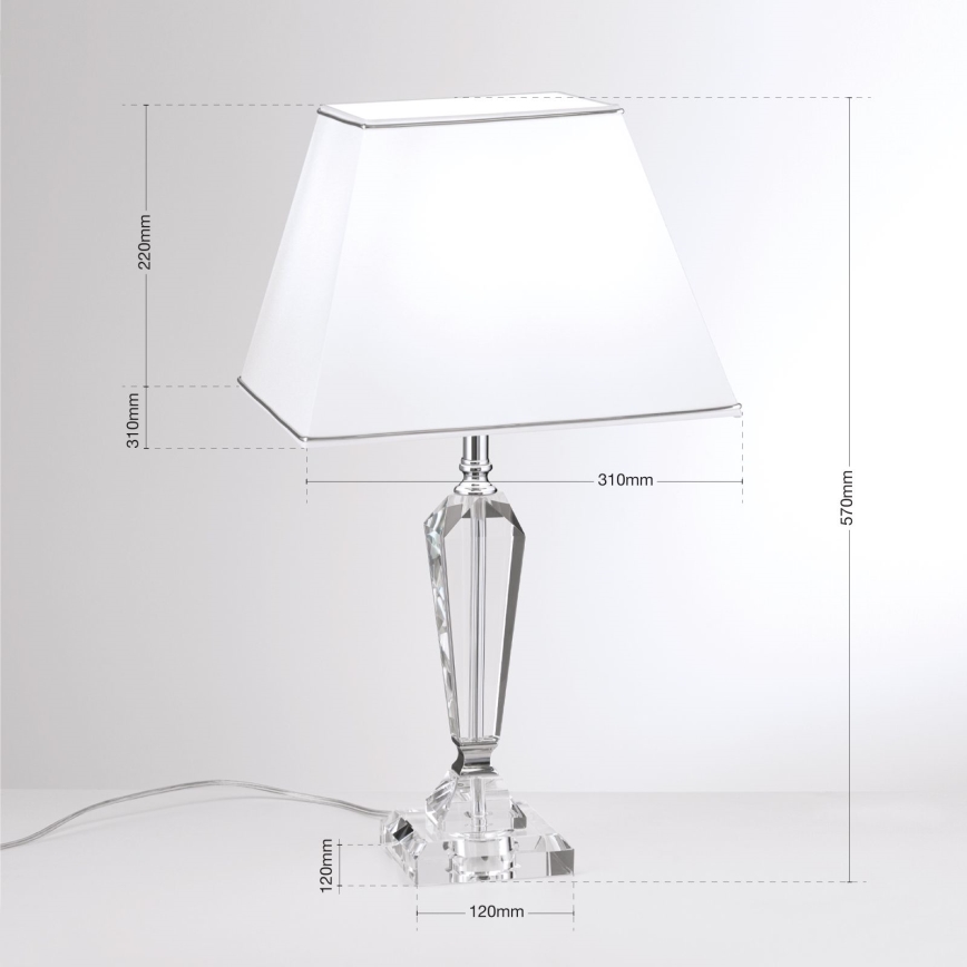 Lámpara de mesa de cristal VERONIQUE 1xE27/60W/230V blanco/transparente