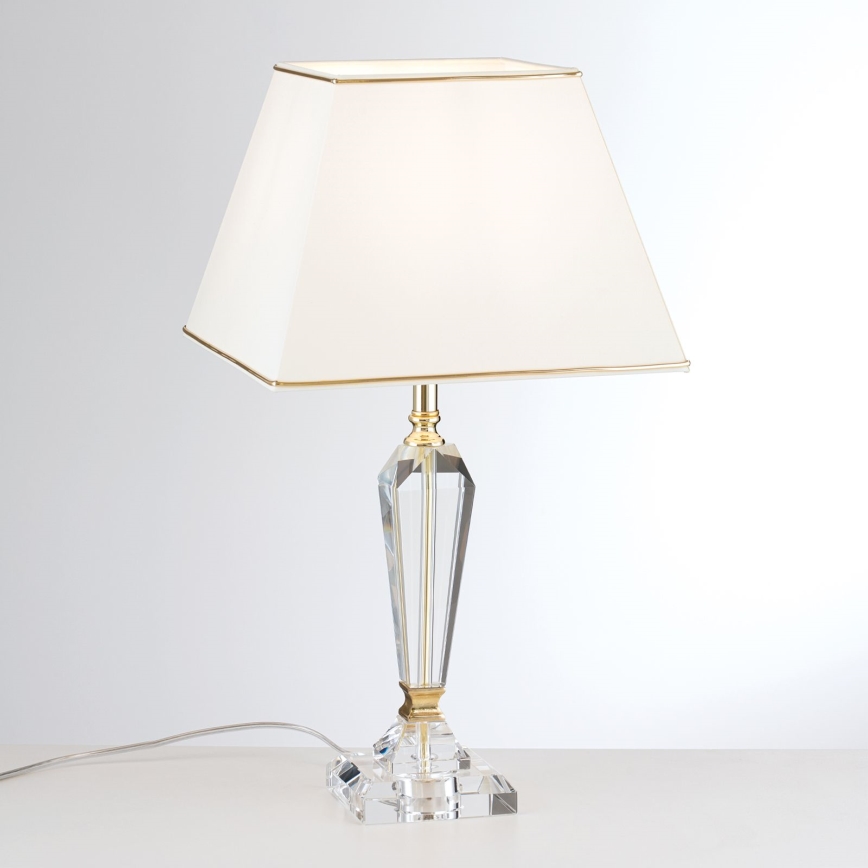 Lámpara de mesa de cristal VERONIQUE 1xE27/60W/230V color crema/transparente