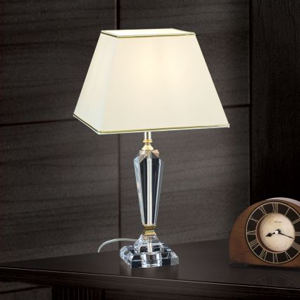 Lámpara de mesa de cristal VERONIQUE 1xE27/60W/230V color crema/transparente