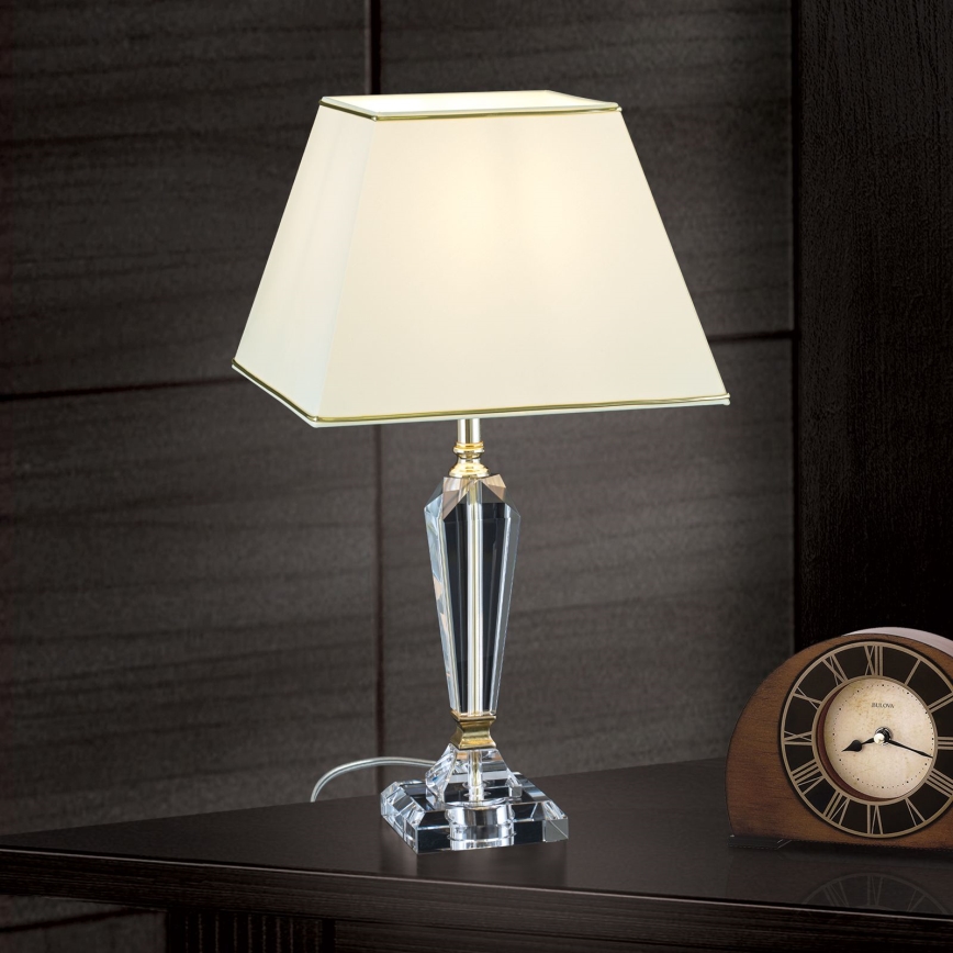 Lámpara de mesa de cristal VERONIQUE 1xE27/60W/230V color crema/transparente