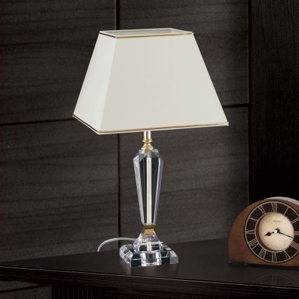 Lámpara de mesa de cristal VERONIQUE 1xE27/60W/230V color crema/transparente