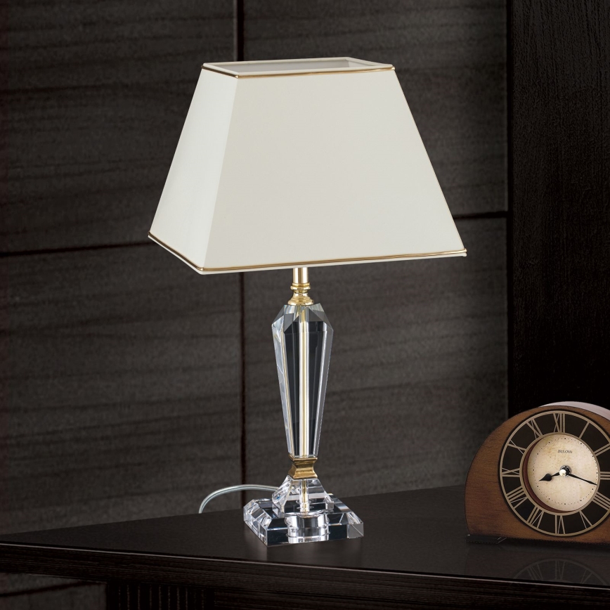 Lámpara de mesa de cristal VERONIQUE 1xE27/60W/230V color crema/transparente