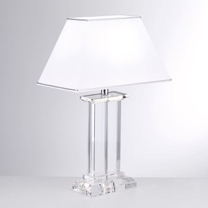 Lámpara de mesa de cristal VERONIQUE 1xE27/60W/230V blanco/transparente