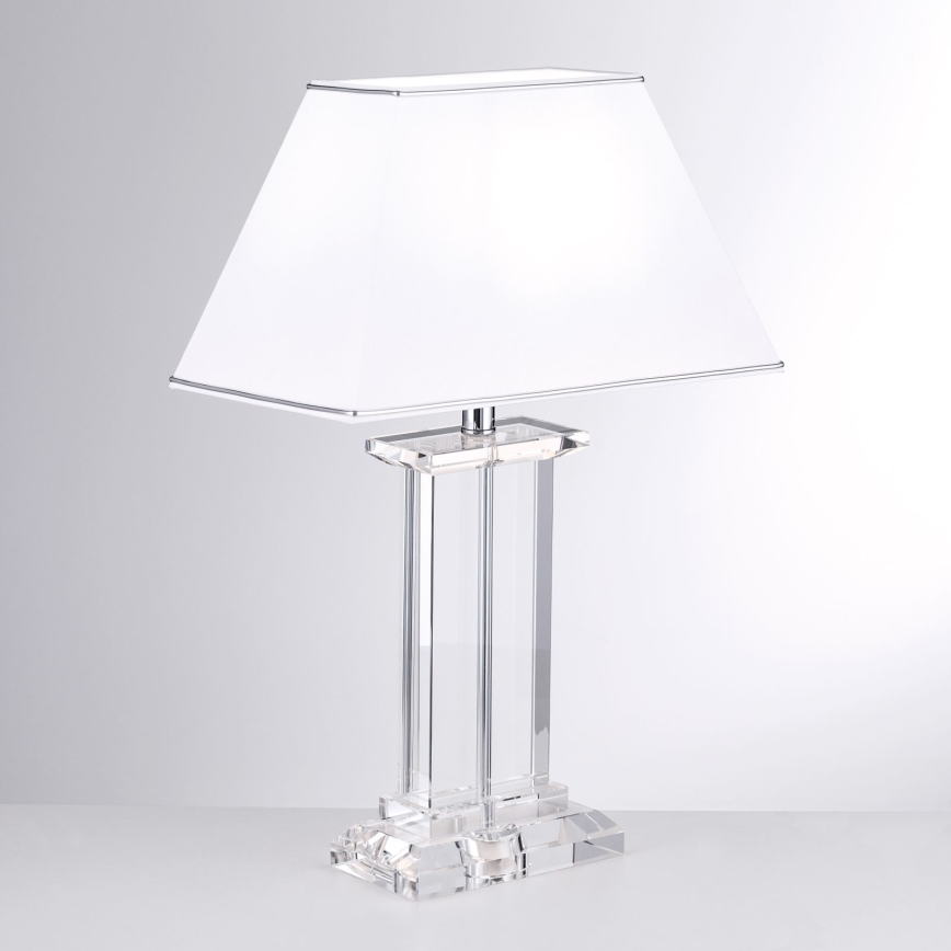 Lámpara de mesa de cristal VERONIQUE 1xE27/60W/230V blanco/transparente