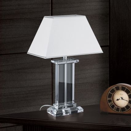 Lámpara de mesa de cristal VERONIQUE 1xE27/60W/230V blanco/transparente