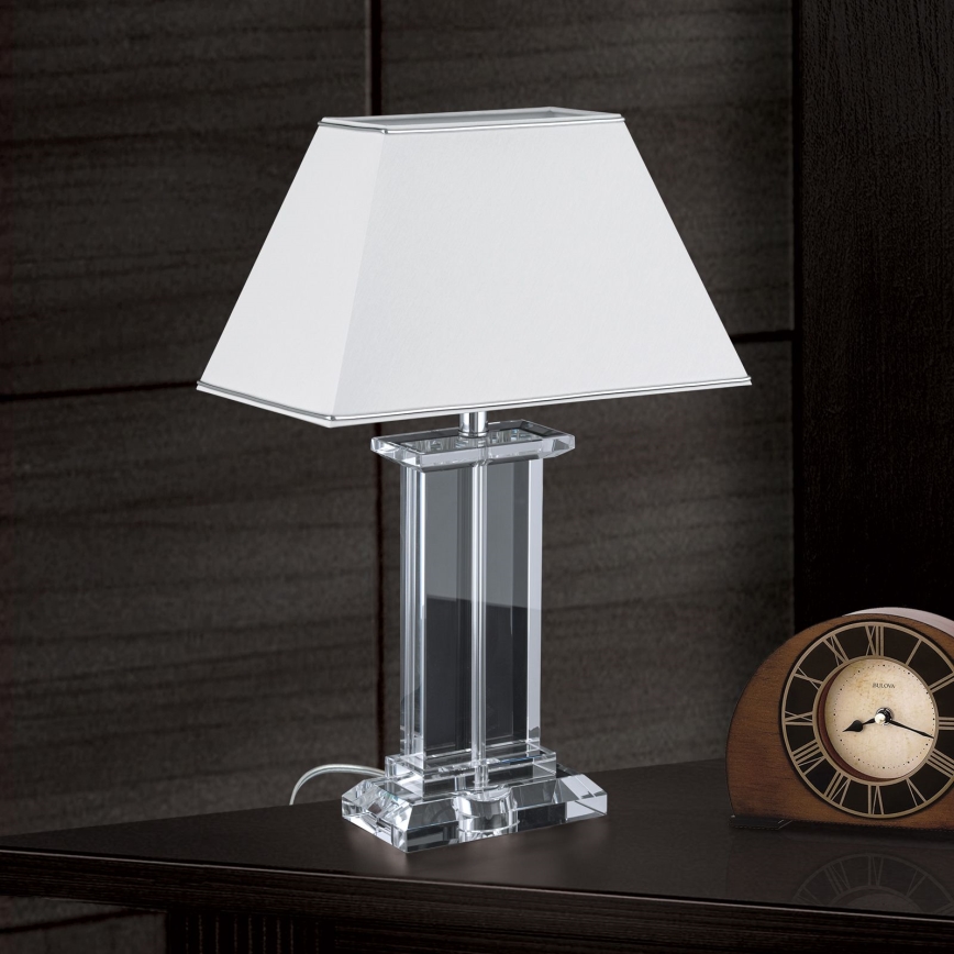Lámpara de mesa de cristal VERONIQUE 1xE27/60W/230V blanco/transparente