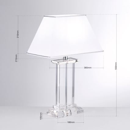 Lámpara de mesa de cristal VERONIQUE 1xE27/60W/230V blanco/transparente