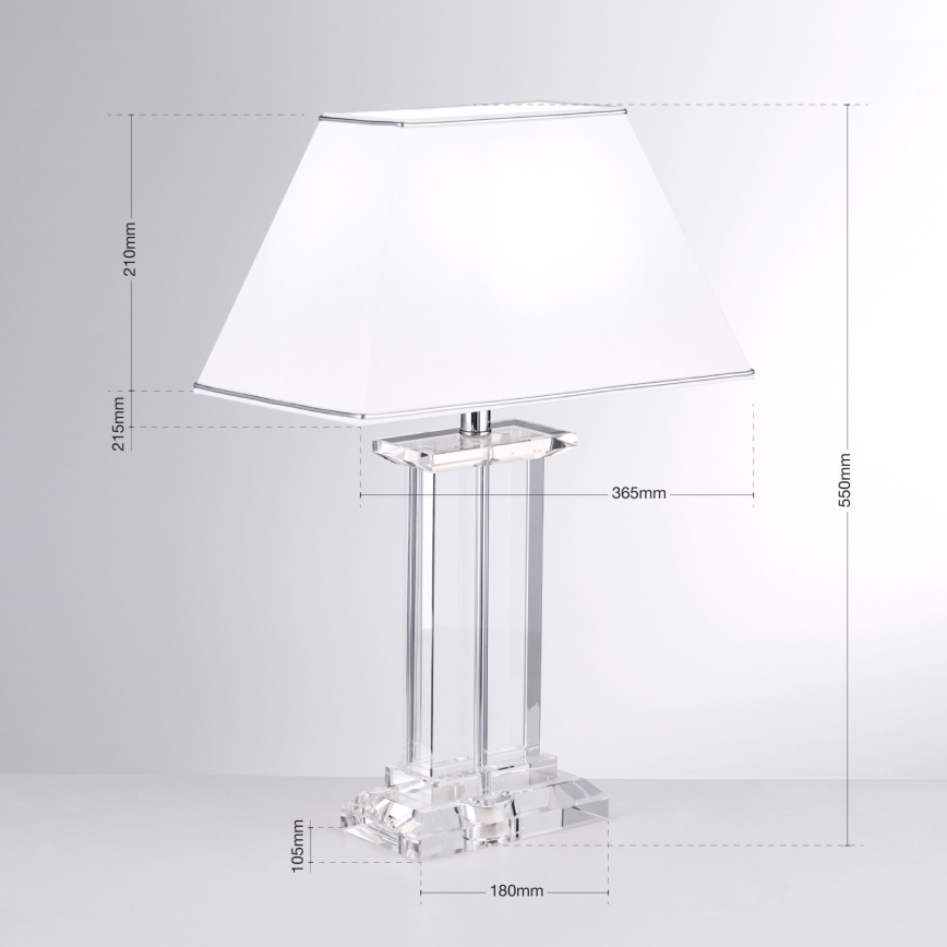 Lámpara de mesa de cristal VERONIQUE 1xE27/60W/230V blanco/transparente