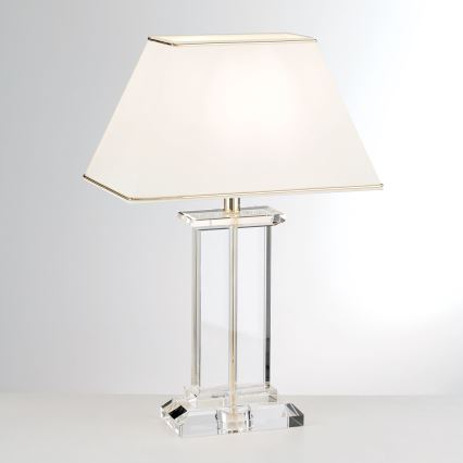 Lámpara de mesa de cristal VERONIQUE 1xE27/60W/230V color crema/transparente