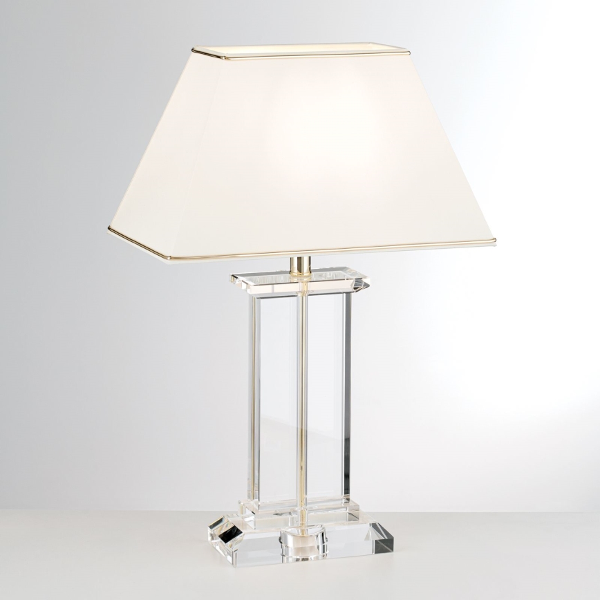 Lámpara de mesa de cristal VERONIQUE 1xE27/60W/230V color crema/transparente