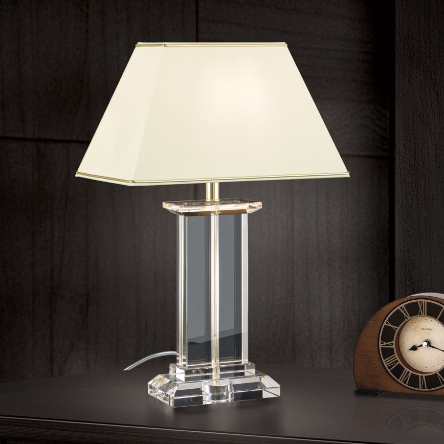 Lámpara de mesa de cristal VERONIQUE 1xE27/60W/230V color crema/transparente