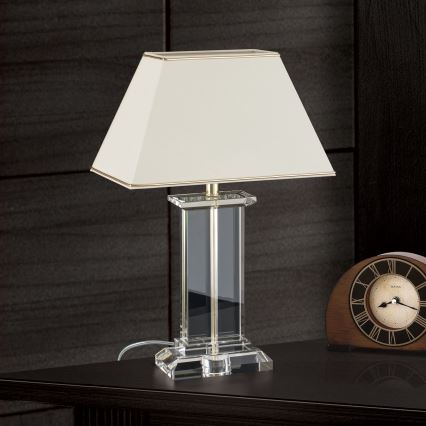 Lámpara de mesa de cristal VERONIQUE 1xE27/60W/230V color crema/transparente