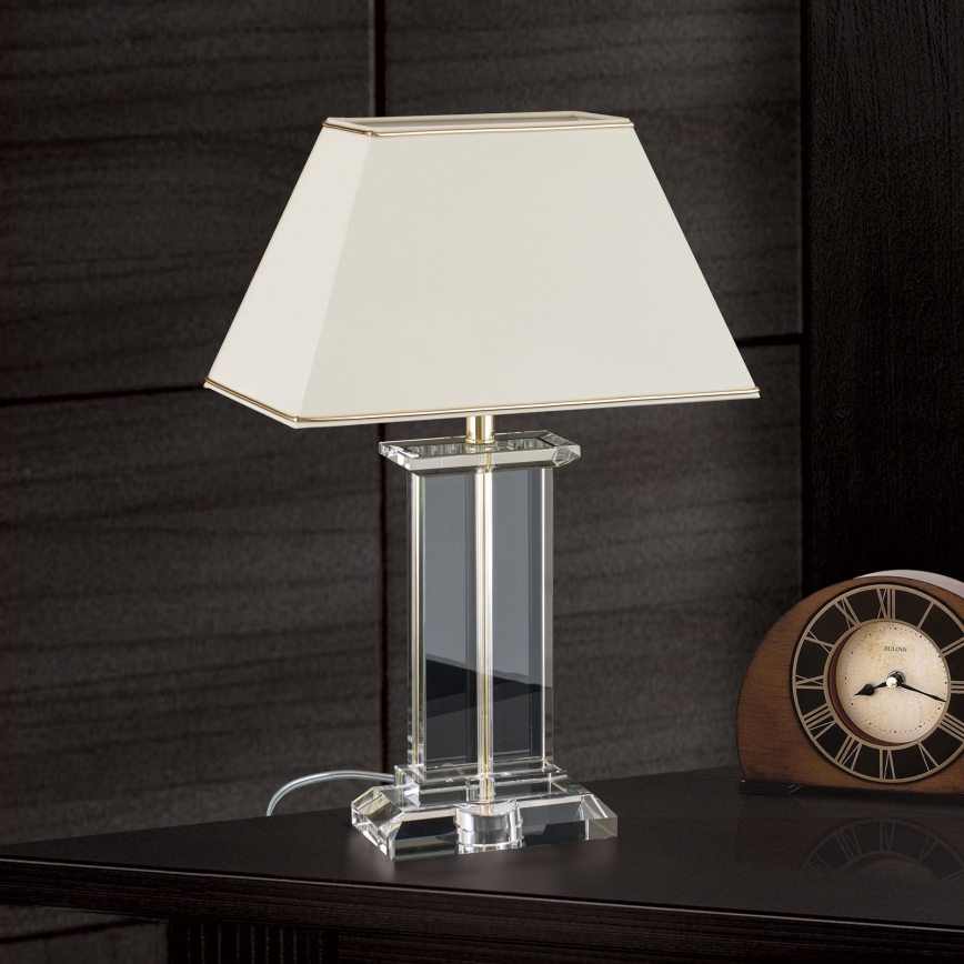 Lámpara de mesa de cristal VERONIQUE 1xE27/60W/230V color crema/transparente