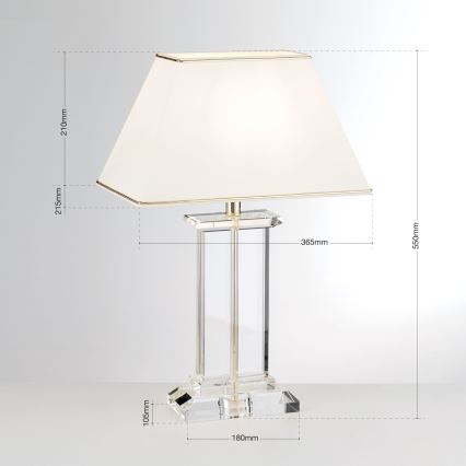 Lámpara de mesa de cristal VERONIQUE 1xE27/60W/230V color crema/transparente