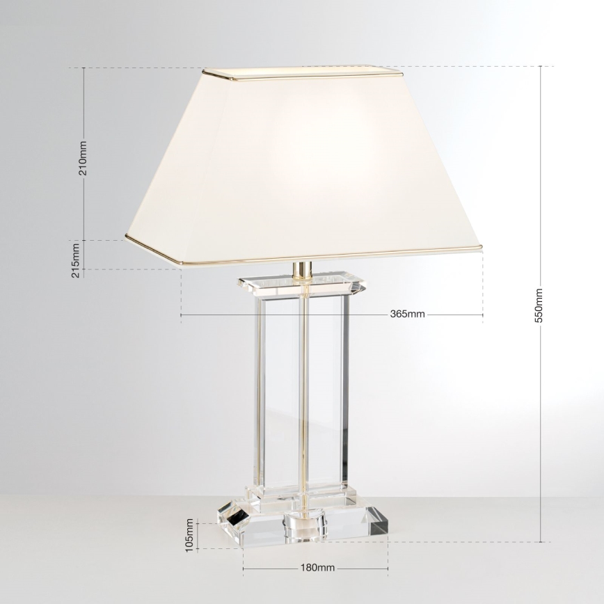 Lámpara de mesa de cristal VERONIQUE 1xE27/60W/230V color crema/transparente