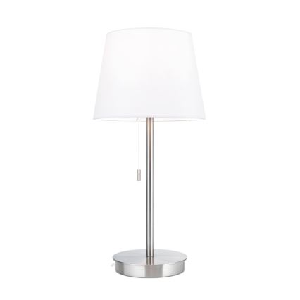 Lámpara de mesa con puerto USB LUDWIG 1xE27/40W/230V 50 cm blanco/cromo mate